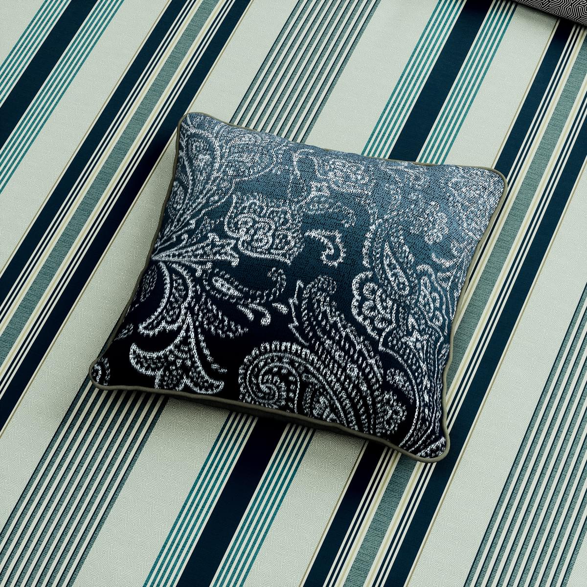 Oren Paisley Cushion By Bedeck Of Belfast In Teal Blue